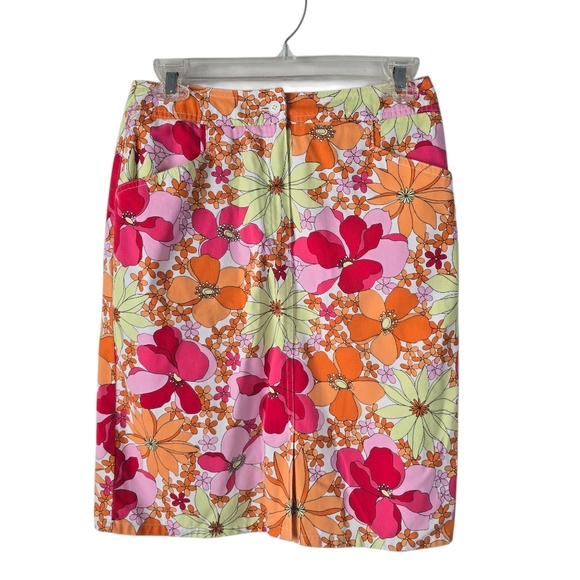Talbots Colorful Vibrant Floral Print Pencil Skirt Size 6 Casual Brunch Pockets - Picture 1 of 11